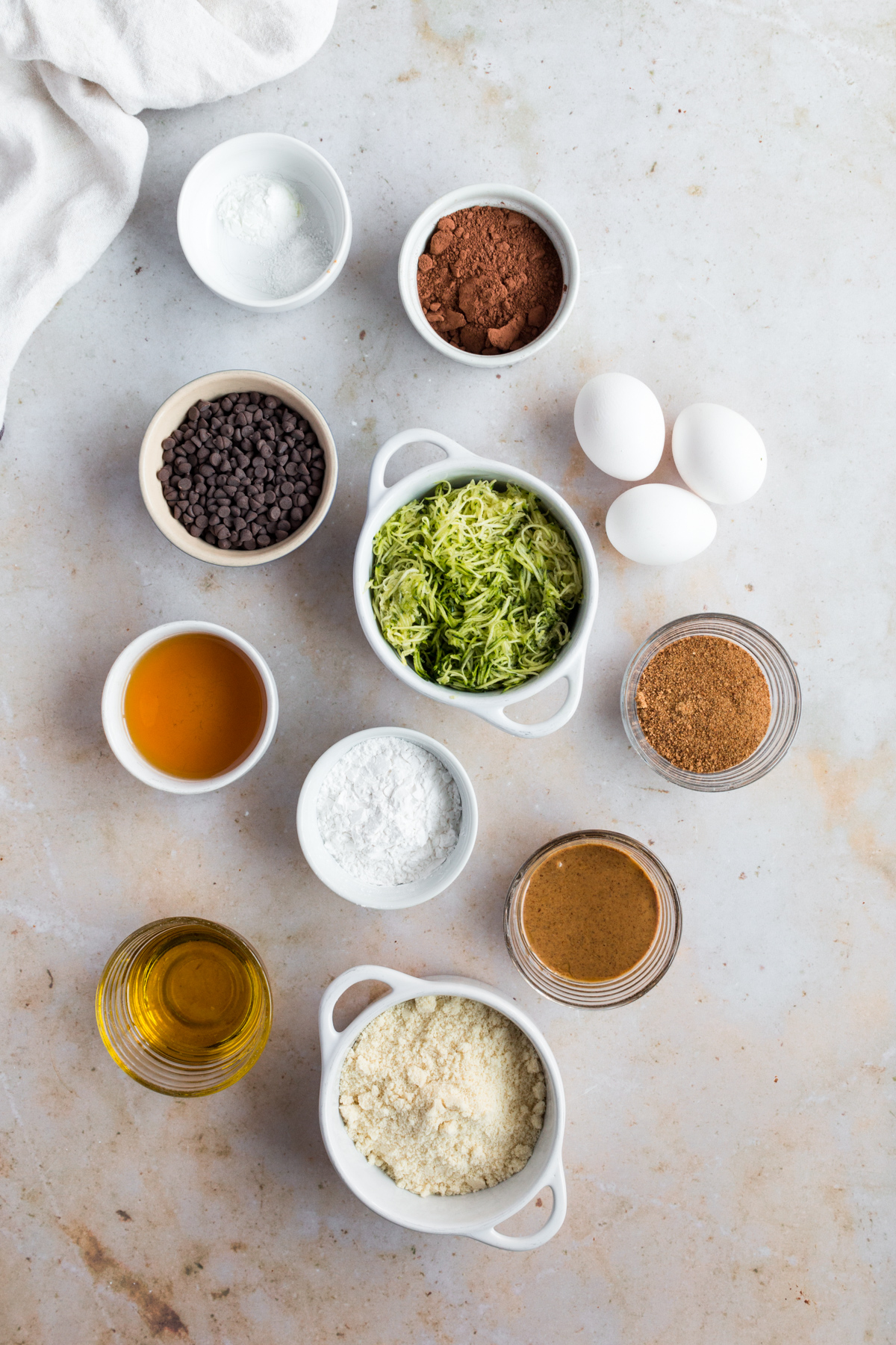 ingredients for chocolate zucchini muffins
